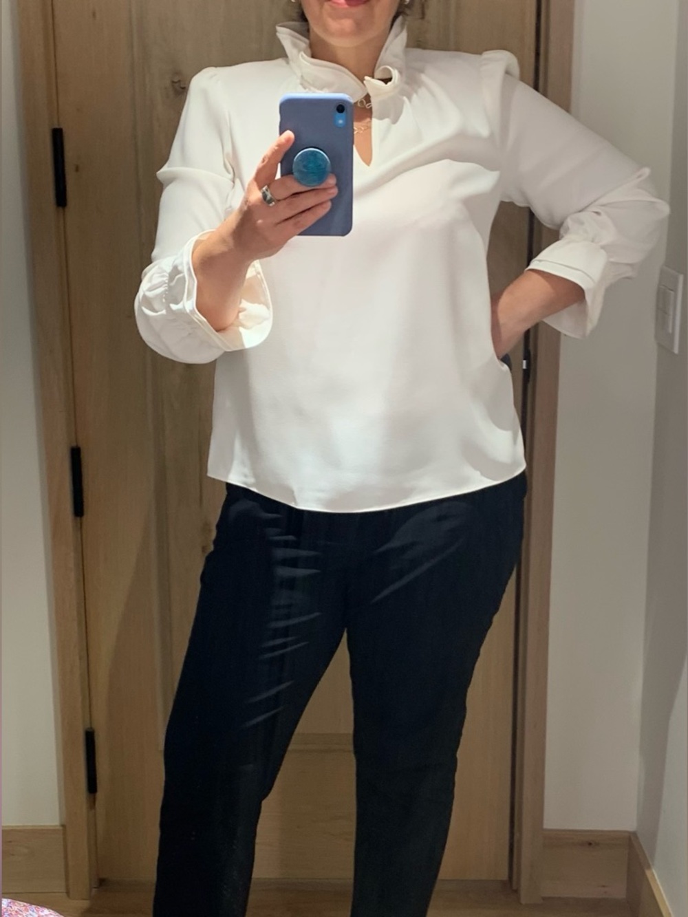 J.Crew Ivory Open Collar Blouse Relaxed Fit Size [L]